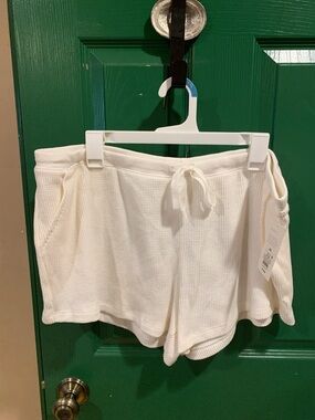 stars above Cream Waffle Knit Drawstring Lounge Shorts